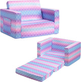 2-in-1 Flip Out Comfy Toddler Couch, Lovely Kids Chair Convertible Sofa to Lounger