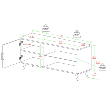 Saxon Modern Glass Shelf TV Stand for TVs up to 58 Inches, 52 Inch