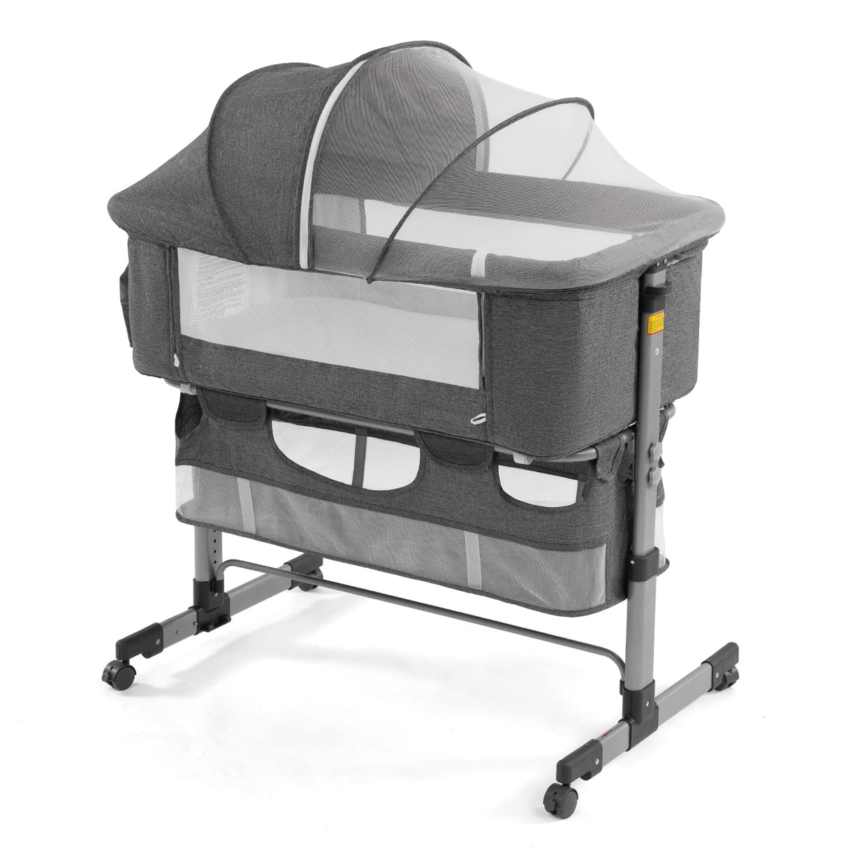 nordmiex Bedside Sleeper Bedside Crib, Baby Bassinet 3 in 1 Travel Baby Crib Baby Bed with Breathable Net,Adjustable Portable Bed for Infant/Baby(Deep Grey)