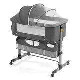 nordmiex Bedside Sleeper Bedside Crib, Baby Bassinet 3 in 1 Travel Baby Crib Baby Bed with Breathable Net,Adjustable Portable Bed for Infant/Baby(Deep Grey)