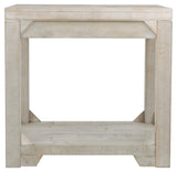 Fregine Farmhouse Square End Table with Floor Shelf, Weathered White Finish