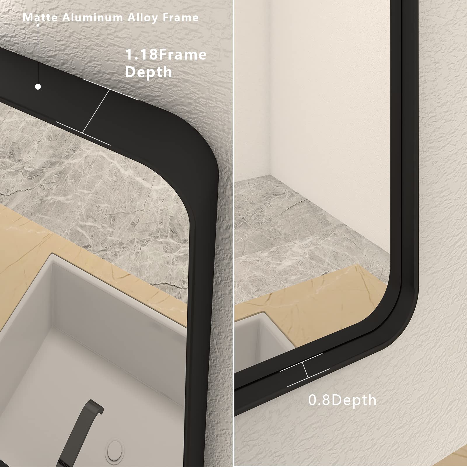 CHARMOR 24x30 Inch Black Metal Framed Bathrrom Mirror for Wall, Matte Black Rectabgle Mirror, Rounded Corner, Anti-Rust (Horizontal/Vertical)
