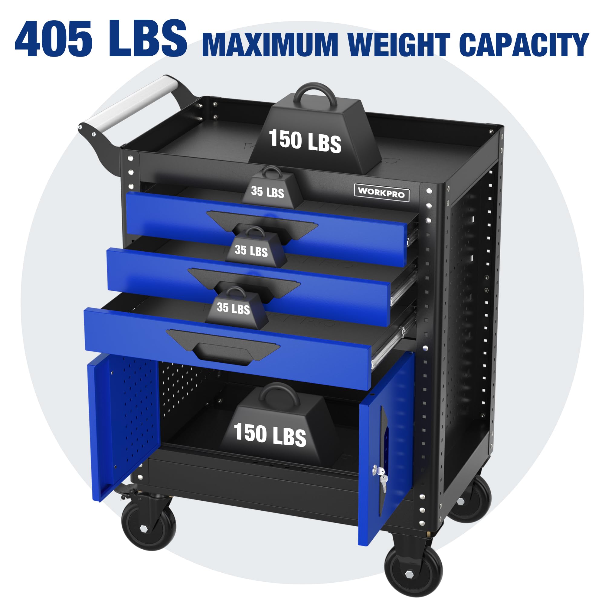 WORKPRO 27.5 Inch 3-Drawer Rolling Tool Chest with Wheels