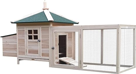 77" Wooden Chicken Coop with Nesting Box, Cute Outdoor Hen House