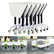 Foldable Conference Room Tables,Flip Top Mobile Training Table,Modern Meeting Table with Silent Wheels,Mobile Conference Tables,47.2 "x23.6 x 29.5 Meeting Room Table for Office Training (6pack)