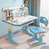 Functional Desk and Chair Set, Study Desk for Children with Chair, Kids Desk and Chair Set,Height Adjustable Children School Study Desk with Storage Drawer for Boys Girls (Blue E)