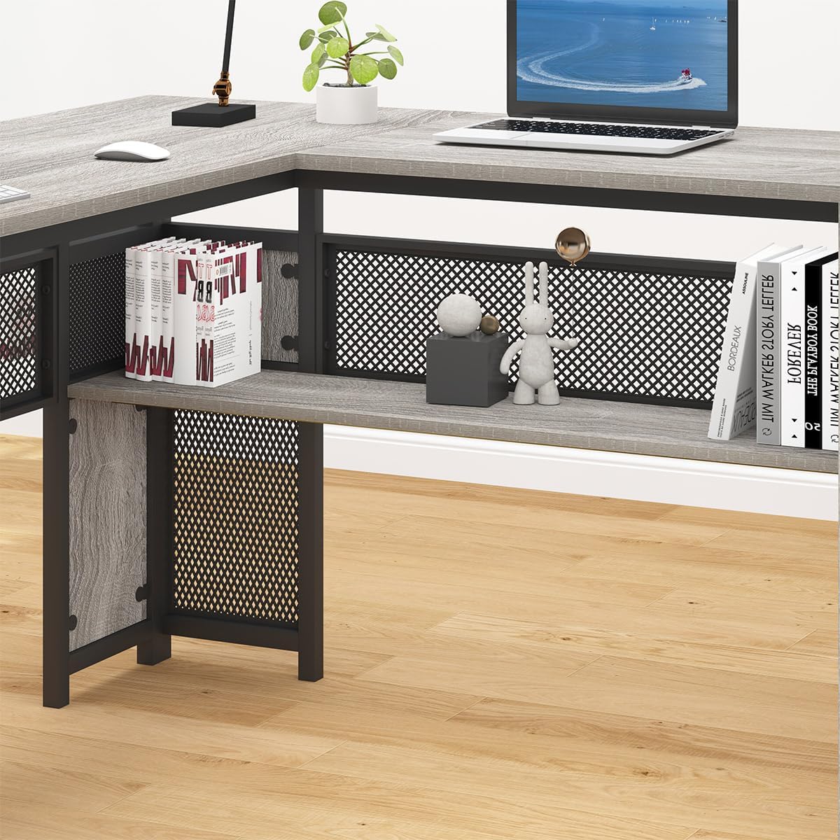 Large L Shaped Desk with Storage File Cabinet，Corner L-Shaped Computer Desk