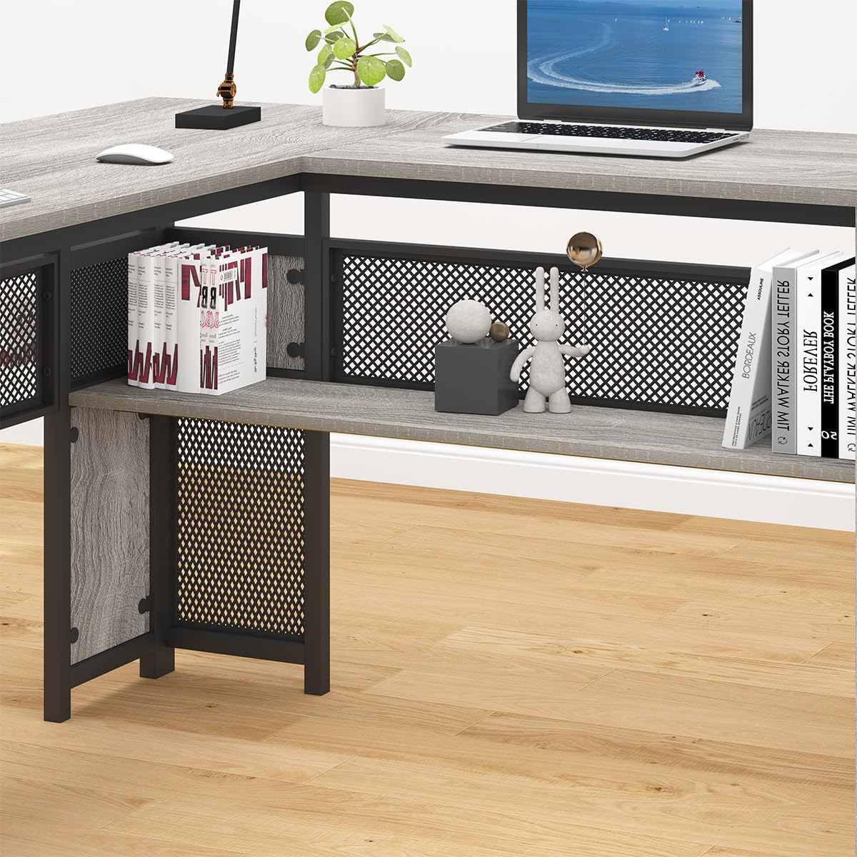 Large L Shaped Desk with Storage File Cabinet，Corner L-Shaped Computer Desk
