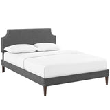 Laura Fabric Platform Bed with Squared Tapered Legs, King, Gray