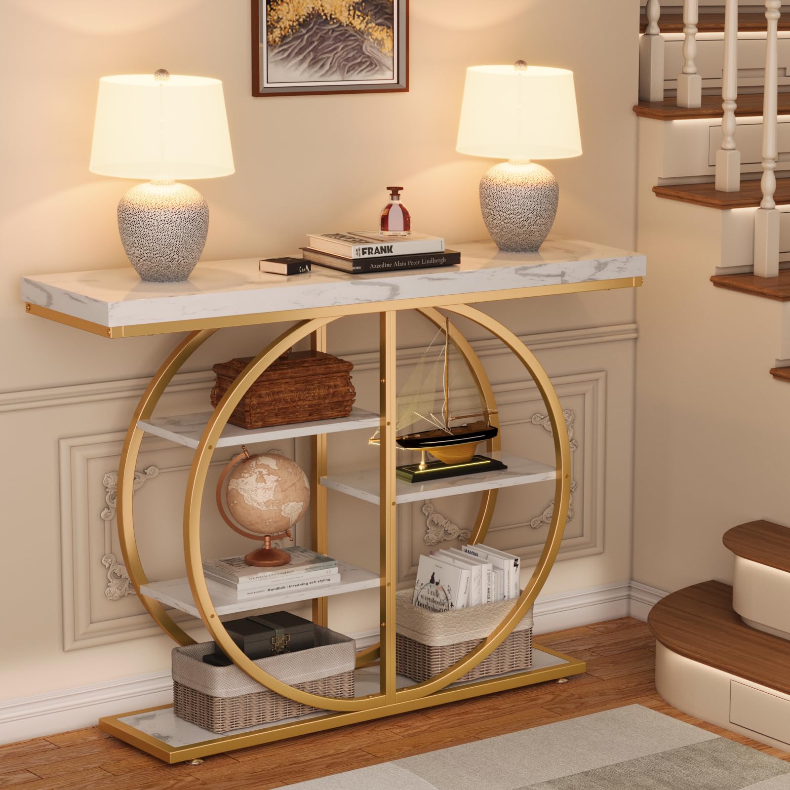 41.3" Industrial Console Table with Storage Shelves