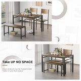 Kitchen Table and 2 Chairs for 4 with Bench, 4 Piece Dining Sets for Small Space