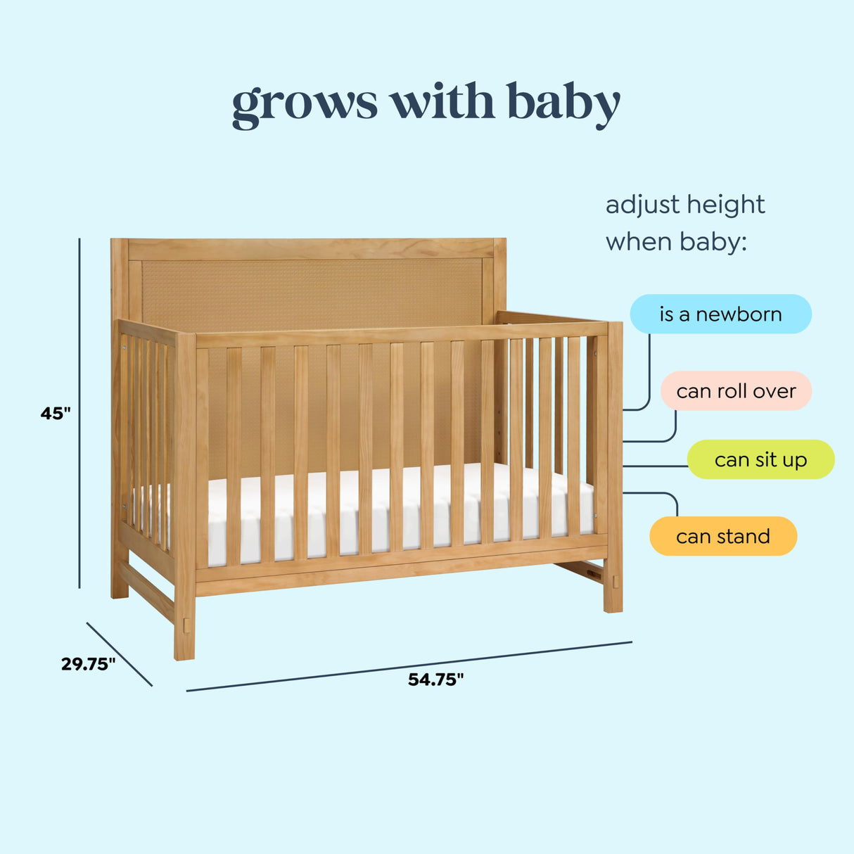 DaVinci Margot 4-in-1 Convertible Crib in Honey GREENGUARD Gold Certified