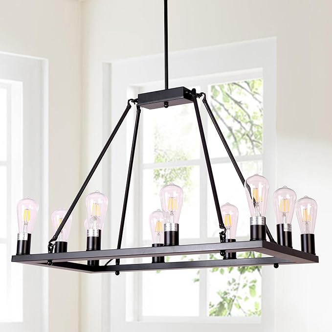 Rectangle Vintage Chandelier Kitchen Island Rustic Pendant Farmhouse Antique