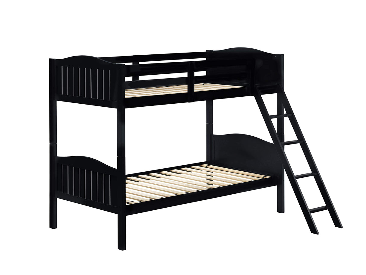 Littleton Twin Over Twin Bunk Bed with Ladder Black