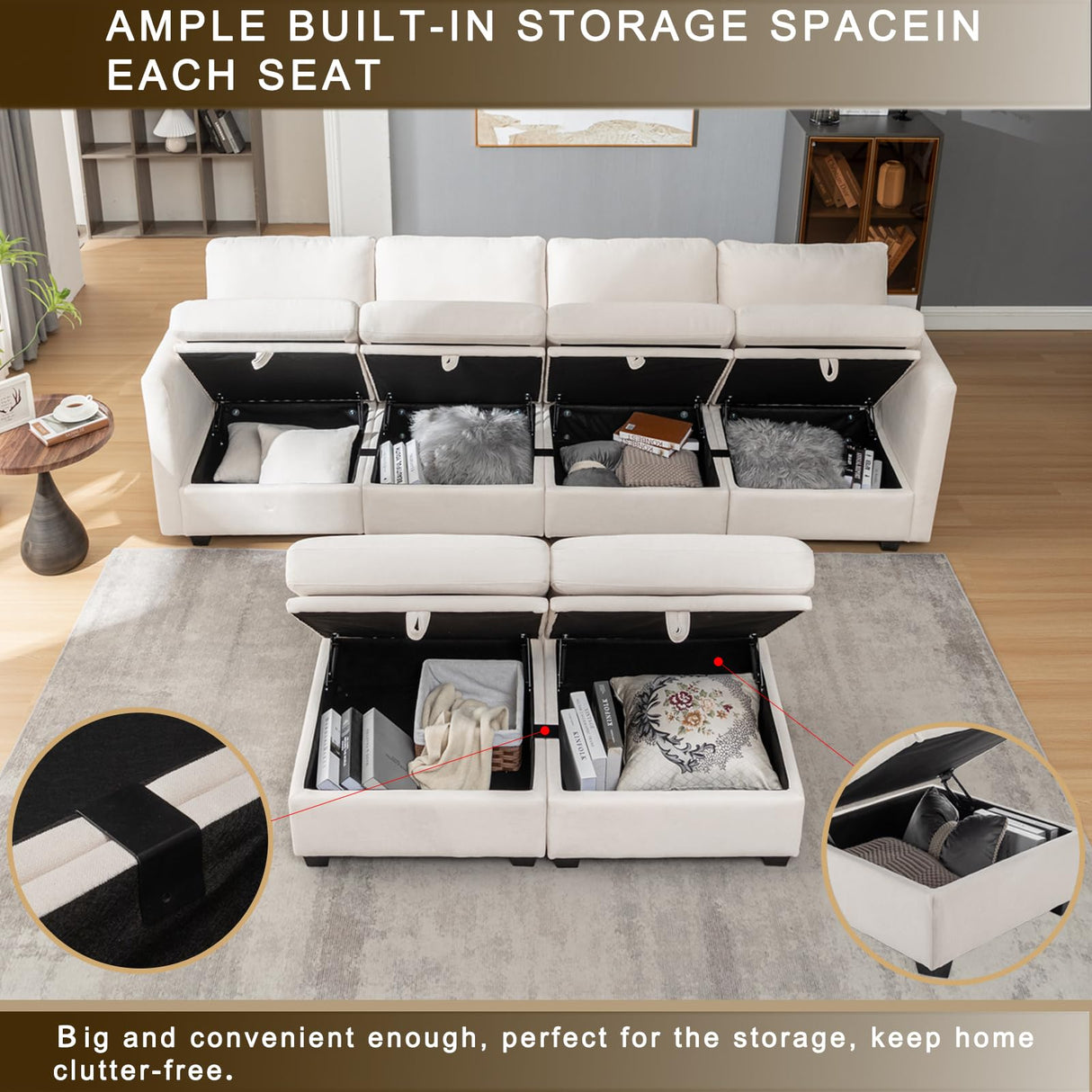 Modular Sectional Sofa,U Shaped L Shaped Sectional Couch with Storage 5 Seats,