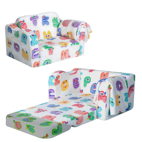 Glow-in-The-Dark Alphabet Kids Couch – Soft Plush Folding Toddler Chair and Comfy Recliner for Boys and Girls