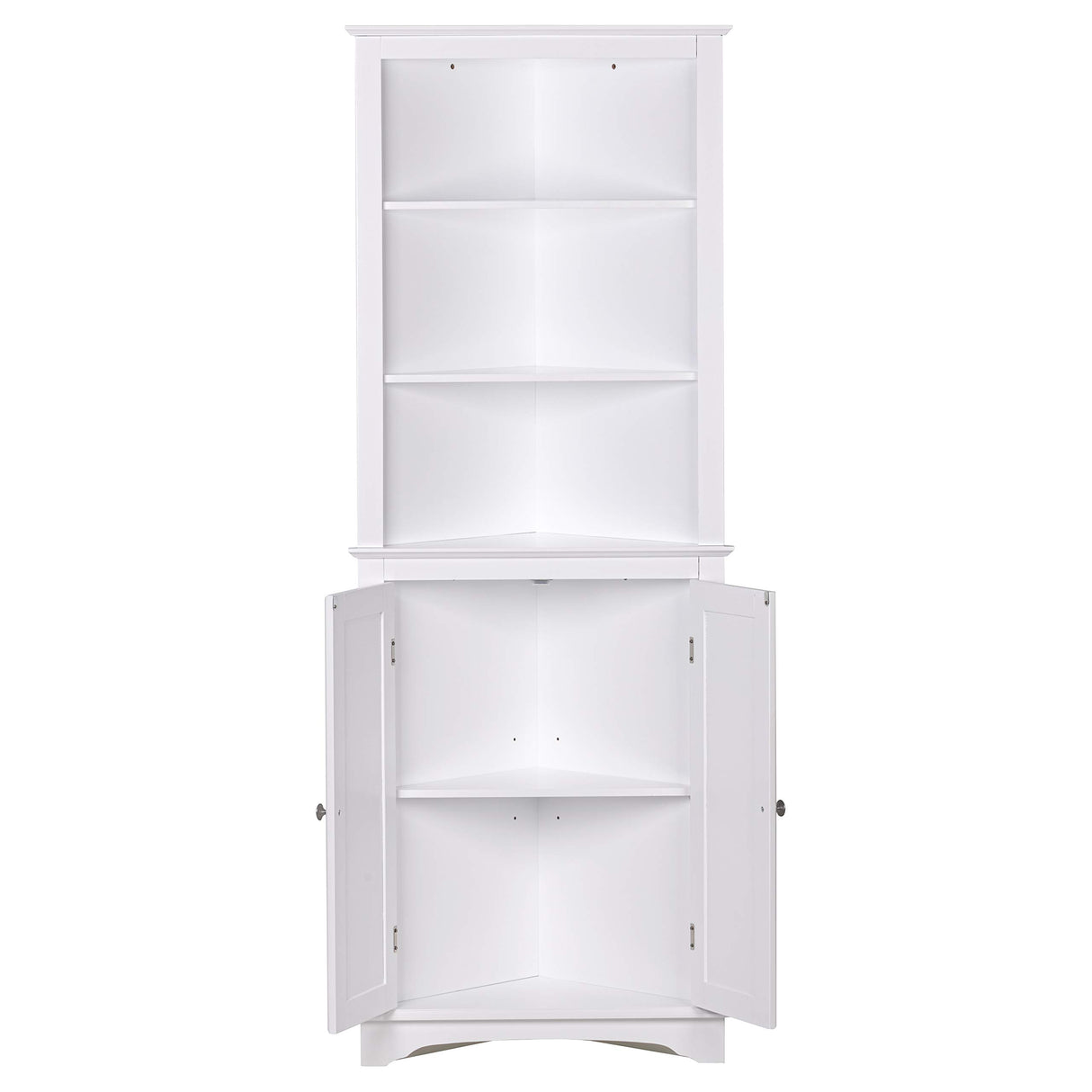 Tall Corner Cabinet with Doors and Shelves, Freestanding Corner Storage Cabinet for Bathroom,