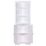 Tall Corner Cabinet with Doors and Shelves, Freestanding Corner Storage Cabinet for Bathroom,