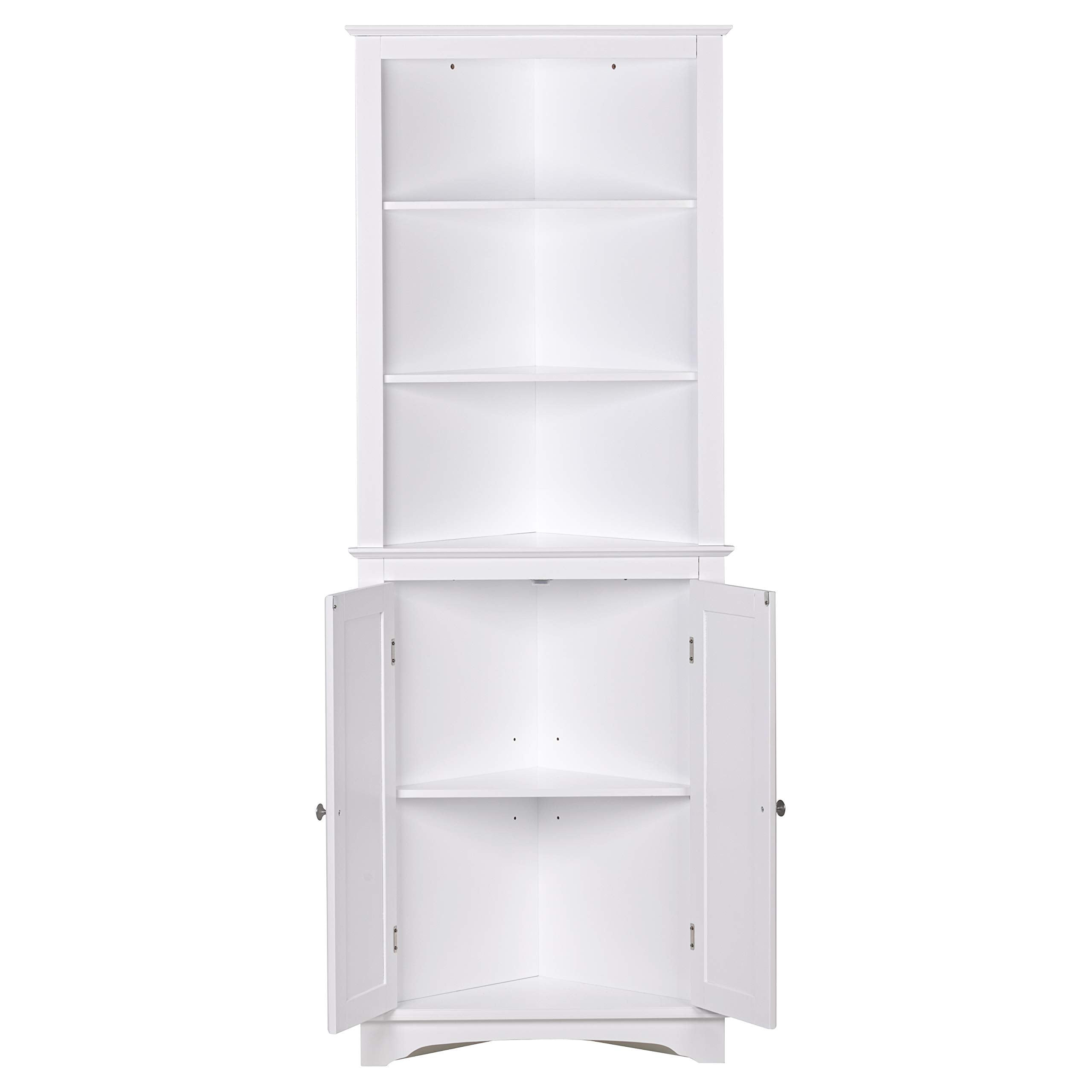 Tall Corner Cabinet with Doors and Shelves, Freestanding Corner Storage Cabinet for Bathroom,