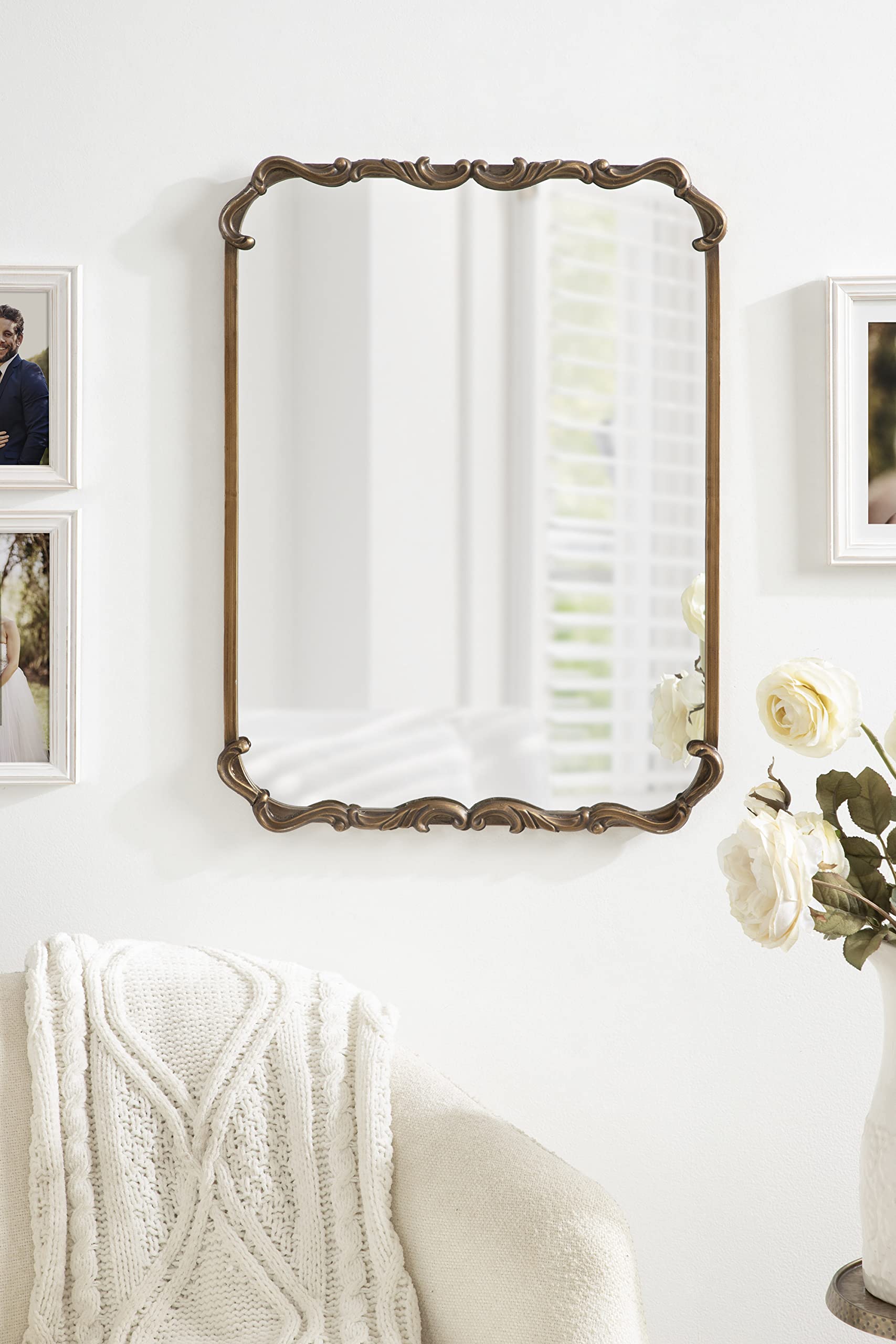 Rounded Rectangle Ornate Traditional Mirror