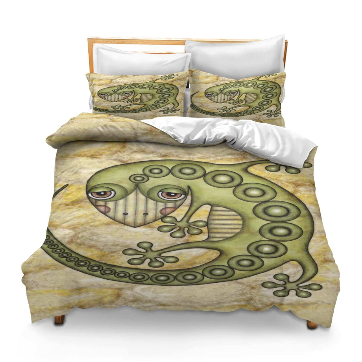 Printed Comforter Cover Set Full Figure Drawing Animal Reptile Lizard Bedspread Room Decor