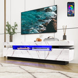 70IN White TV Stand for 75/80 inch TV,Modern LED TV Stand