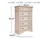 Realyn French Country Two Tone 5 Drawer Chest of Drawers, Chipped White