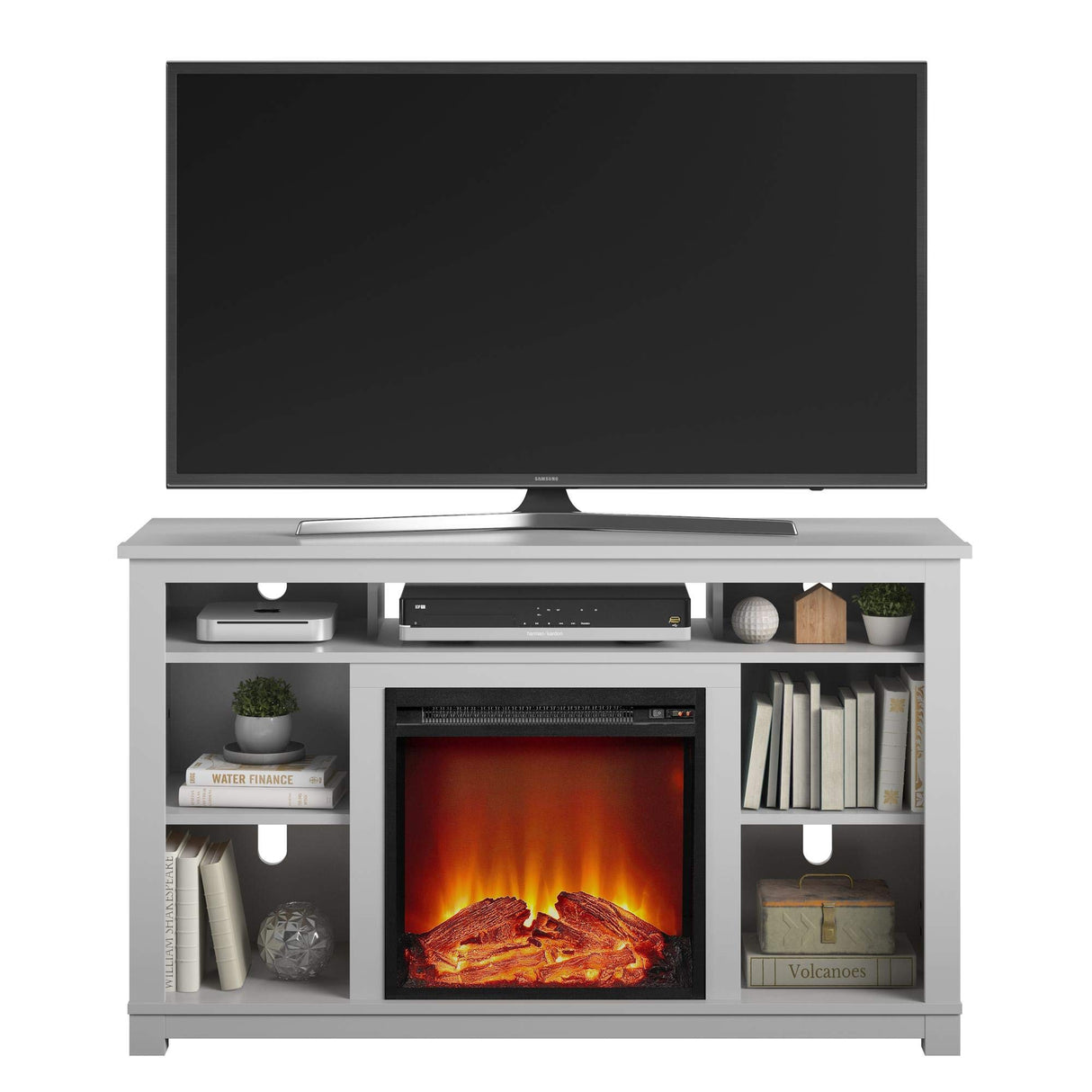 Edgewood Fireplace TV Stand for TVs up to 55", Dove Gray