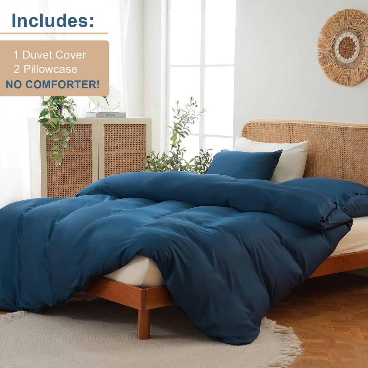 Duvet Cover King Size, 100% Rayon Derived from Bamboo, Luxury Silky Cooling Duvet Cover