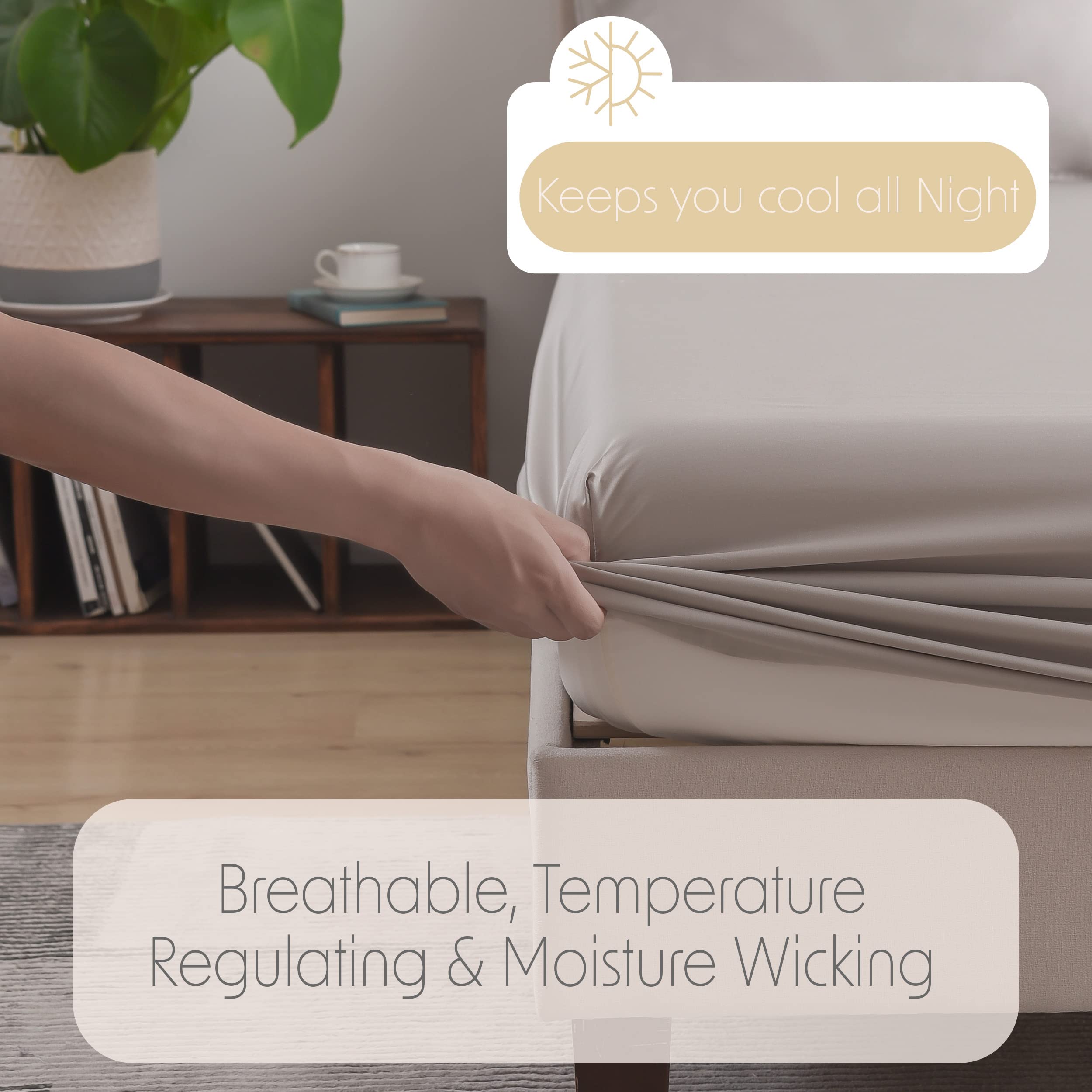 Eucalyptus Lyocell Bed Sheets, Hypoallergenic 100% Organic Tencel, Thermal