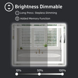 40x32 LED Bathroom Mirror - Dimmable Front & Backlit with Anti-Fog