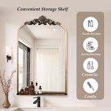 Gold Arch Baroque Mirror with Shelf 20x32