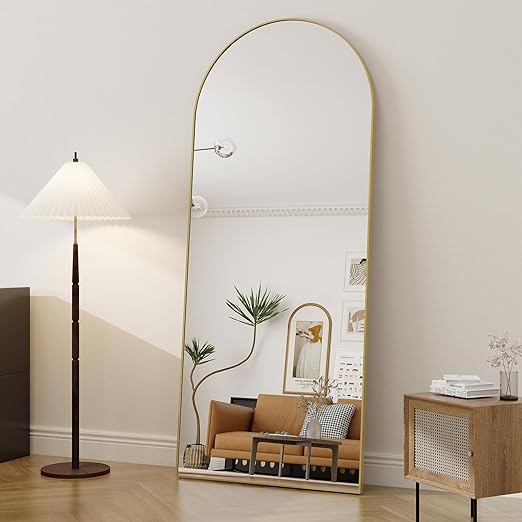 64"x21" Arched Full Length Mirror Free Standing Leaning Mirror Hanging Mounted Mirror Aluminum Frame