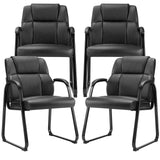 Waiting Room Chairs Set of 4, Leather Stationary Office Guest Chair No Wheels