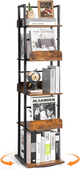 Bookshelves 5-Tier, Rotating Bookshelf Tower for Corner,