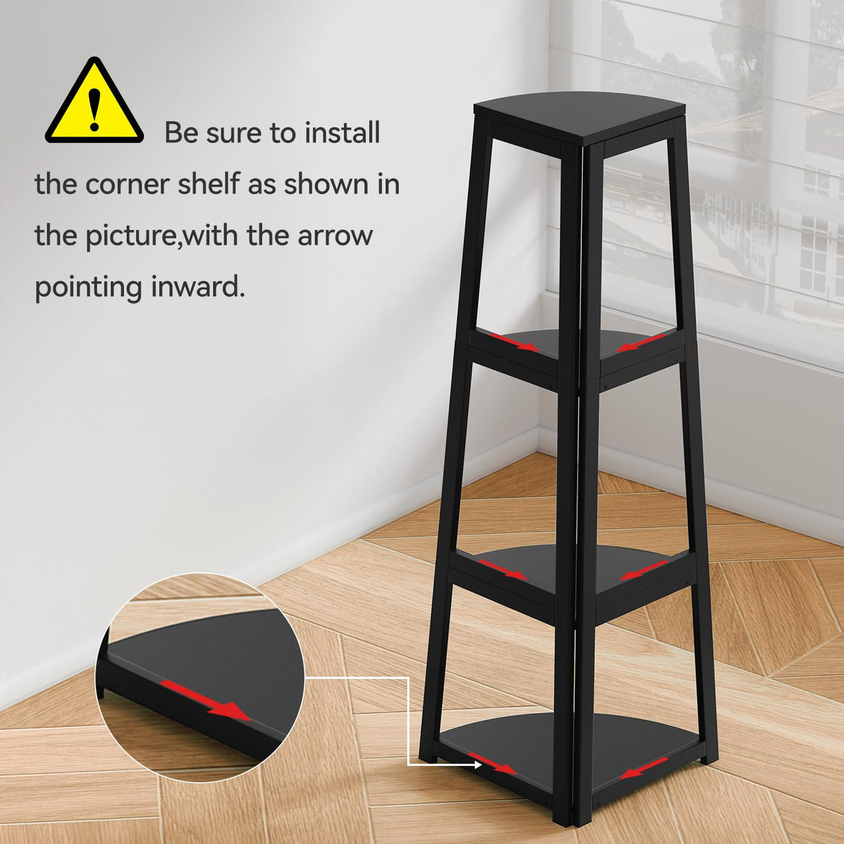 ModiCorner 4-Tier Black Corner Ladder Shelf