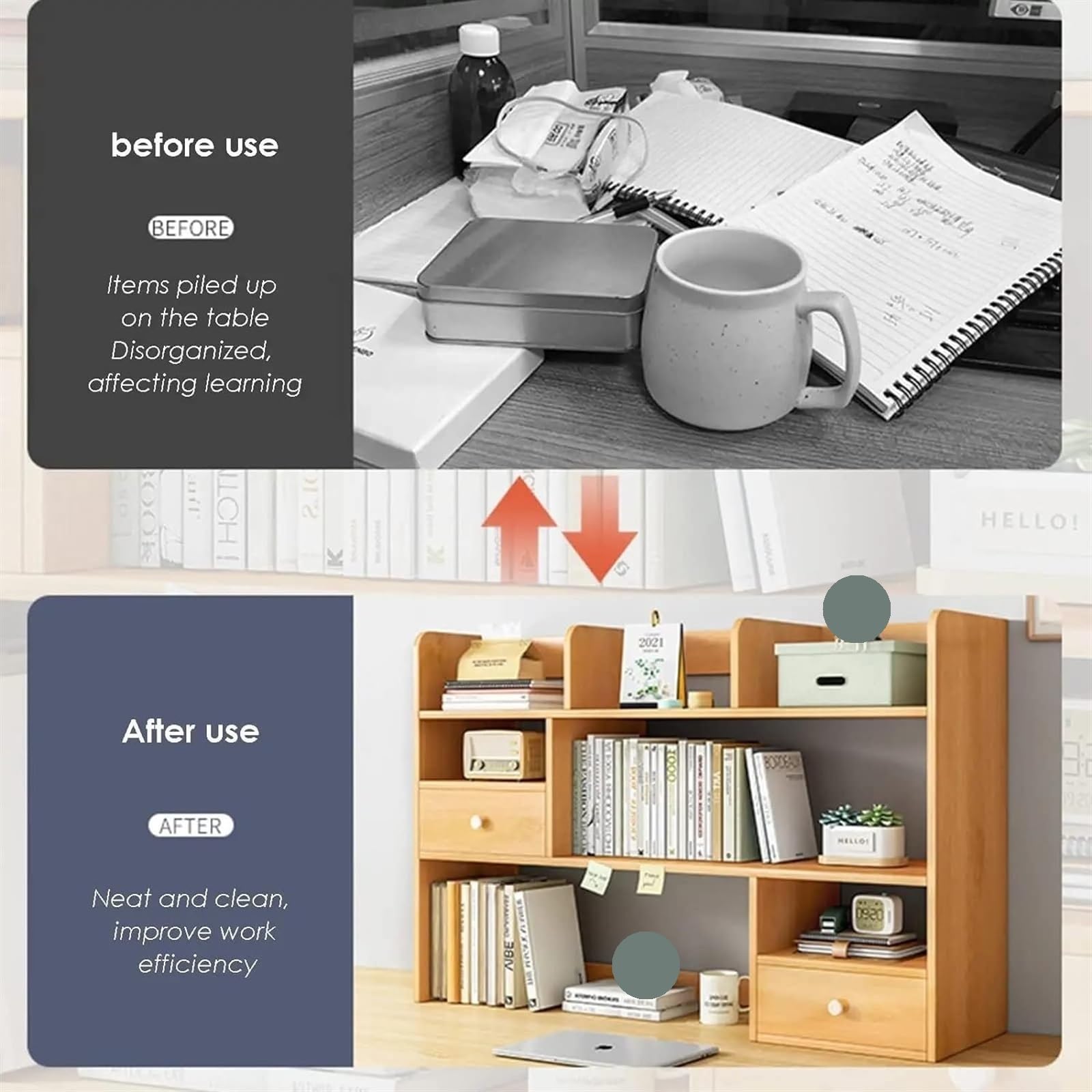 SoOSSN Desktop Bookshelf Desk Storage Organizer Display Shelf Rack (Color : White, Size : 80 * 17 * 80cm)