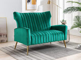 Velvet Couch Modern Wingback Loveseat Tufted Luxury Sofa with Gold Legs for Living