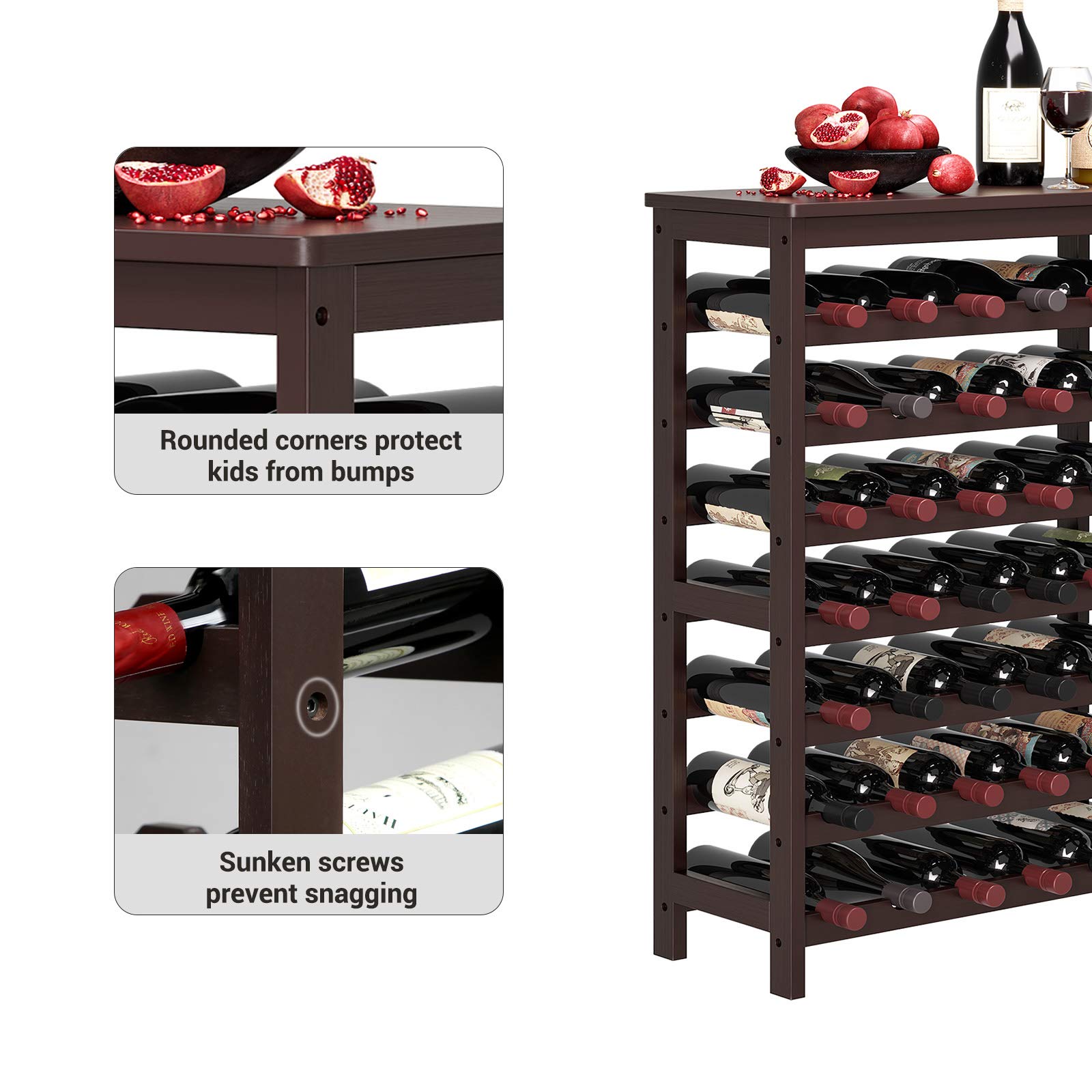 42-Bottle Wine Rack Free Standing Floor, 7-Tier Display Wine Storage Shelves