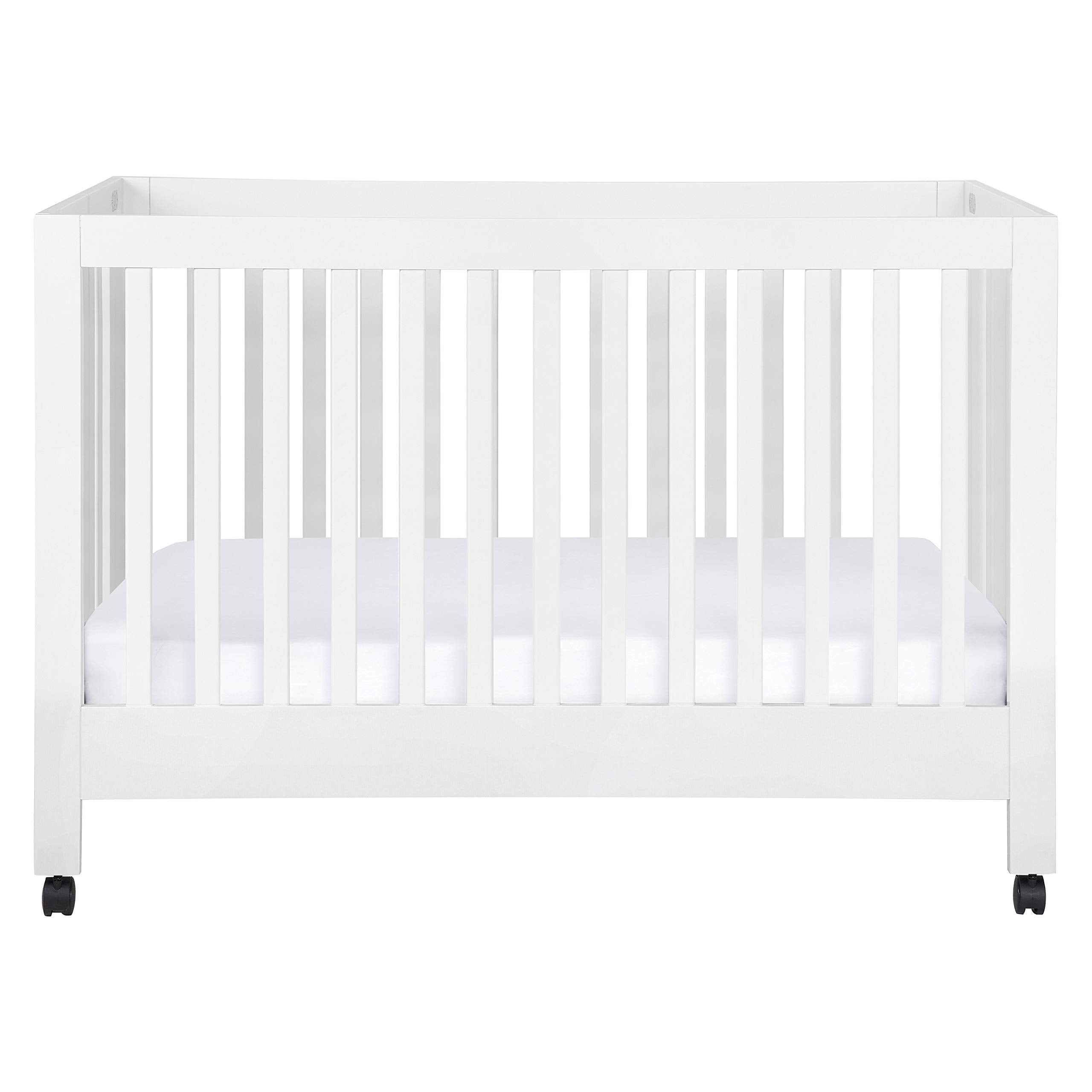 Maki Full-Size 2-in-1 Portable Folding Crib with Toddler Bed Conversion Kit in White