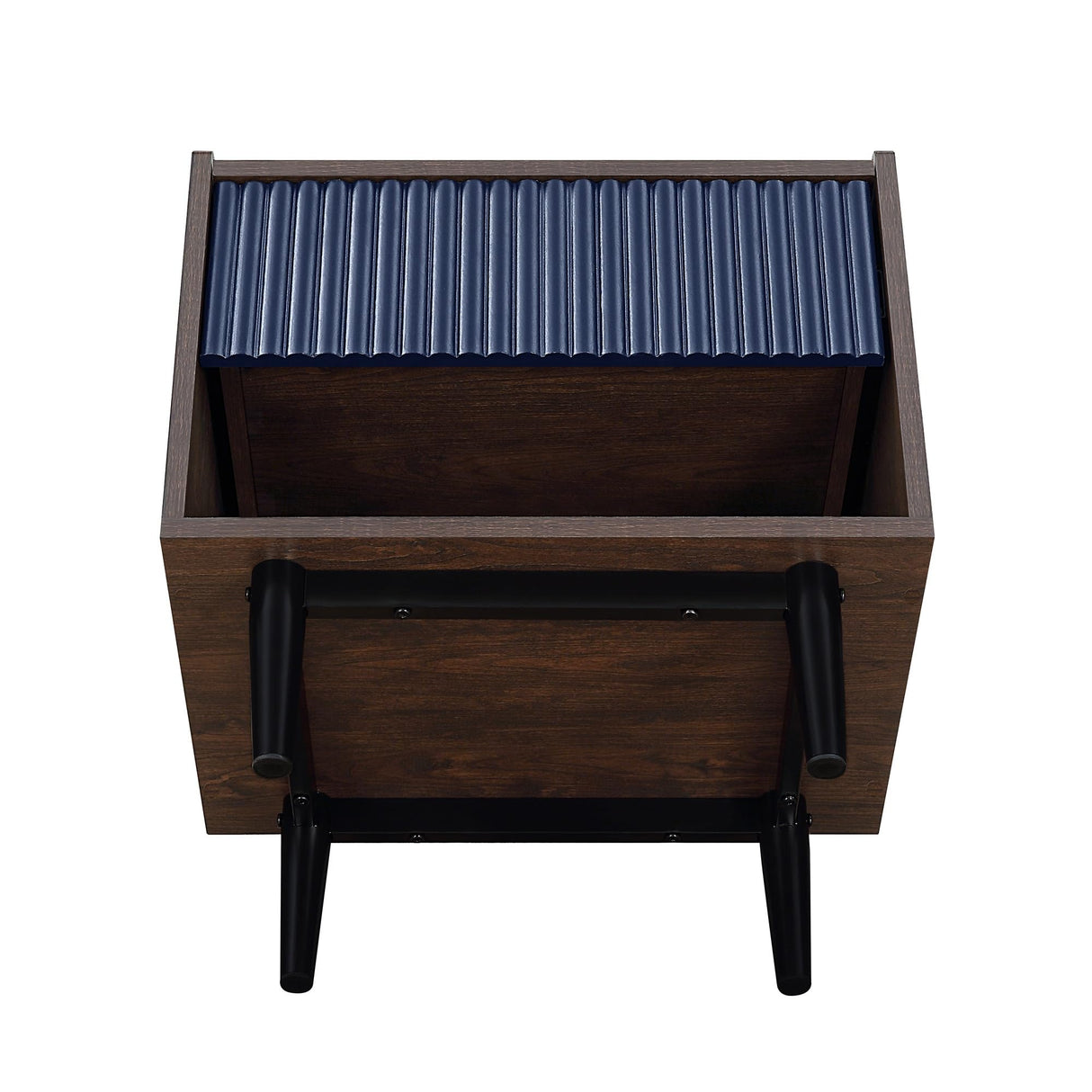 Duane Modern Ribbed Nightstand Set of 2, Bedside Table with Full Extension Drawer and Open Shelf