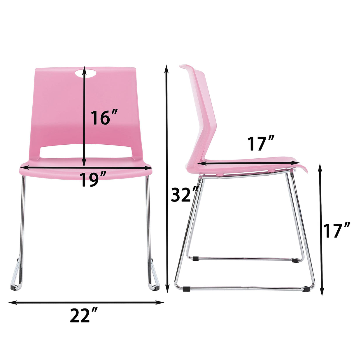 Classroom Chairs Set of 4, Pink Chairs for School, Sturdy Chairs for Clinic.