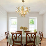 Crystal Chandelier Plated Gold Modern Round Chandeliers for Dining Room Bedroom