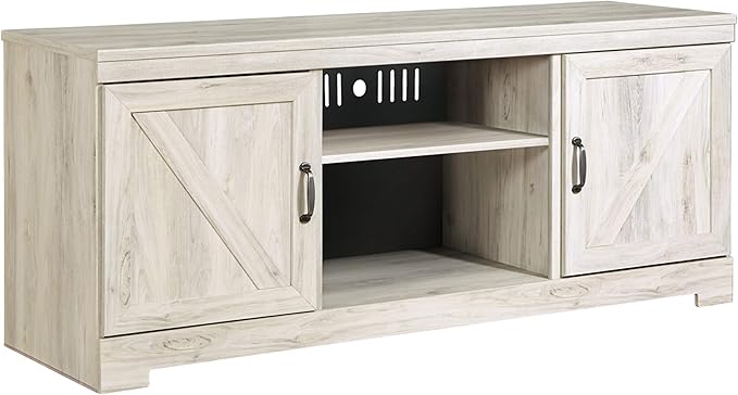 Bellaby Farmhouse Large TV Stand up to 60" with 3 Adjustable Shelves and Fireplace