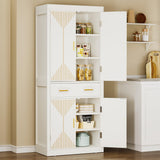 Storage Cabinet, 72" Tall Kitchen Pantry Cabinet with Carved Design Doors Modern