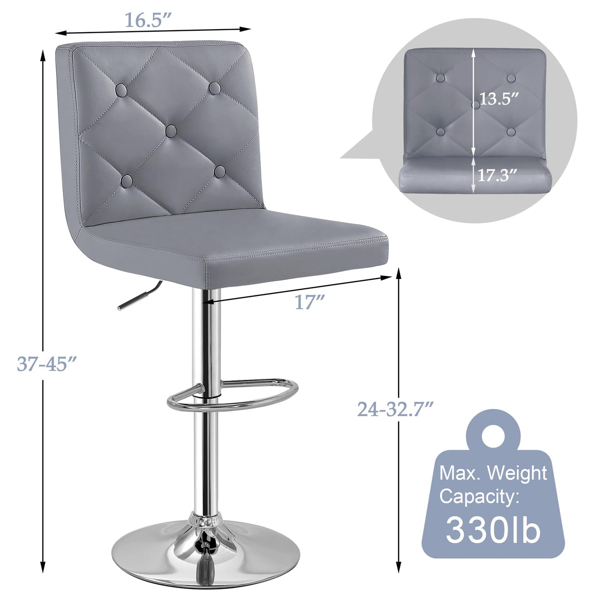 Adjustable Bar Stools with Back, Bar Height Stools