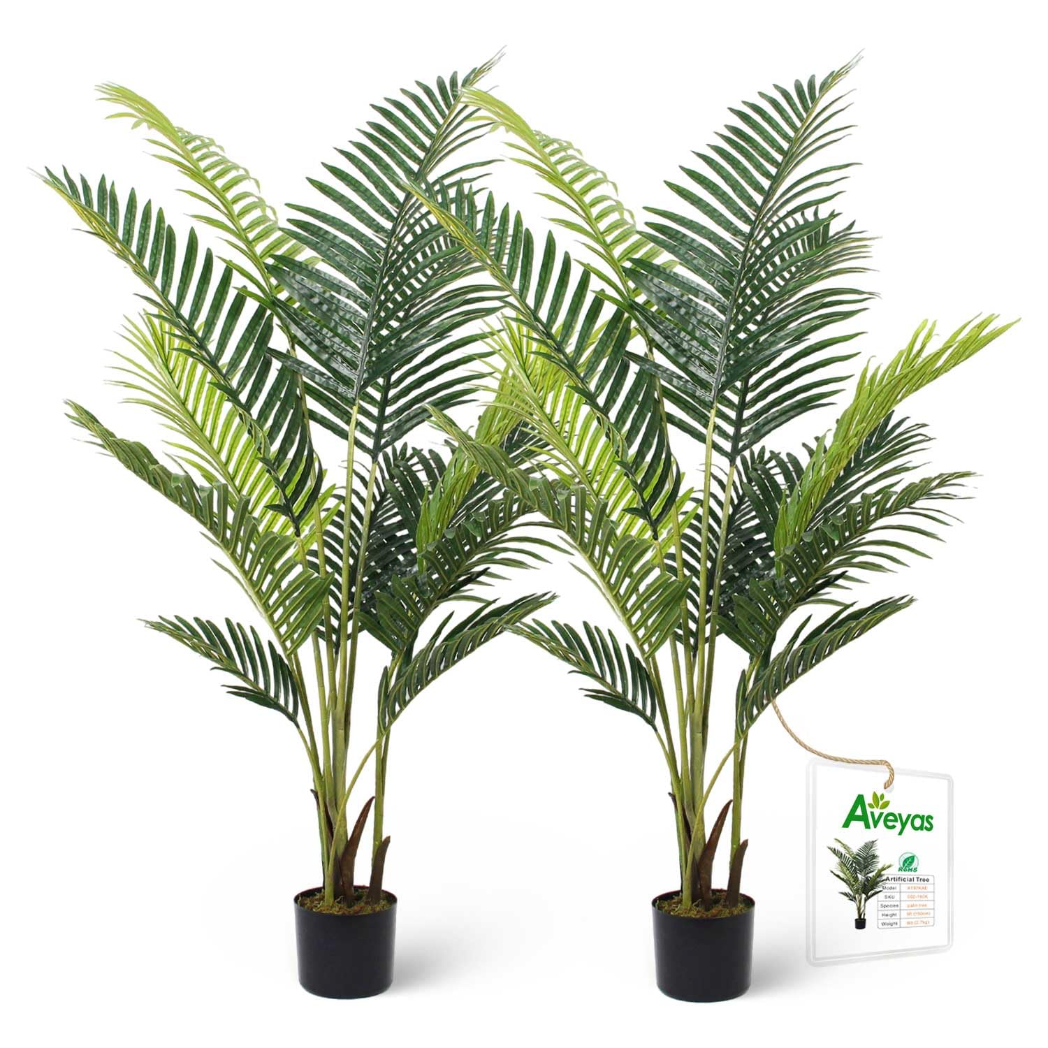 5ft Artificial Palm Tree for Home Decor, 5 Feet Faux Plant Fake Silk Tropical Kentia Areca