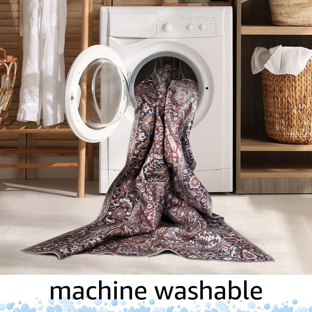 Design Machine Washable Area Rugs with Non-Slip Backing, Ideal for Hallway, Living Room