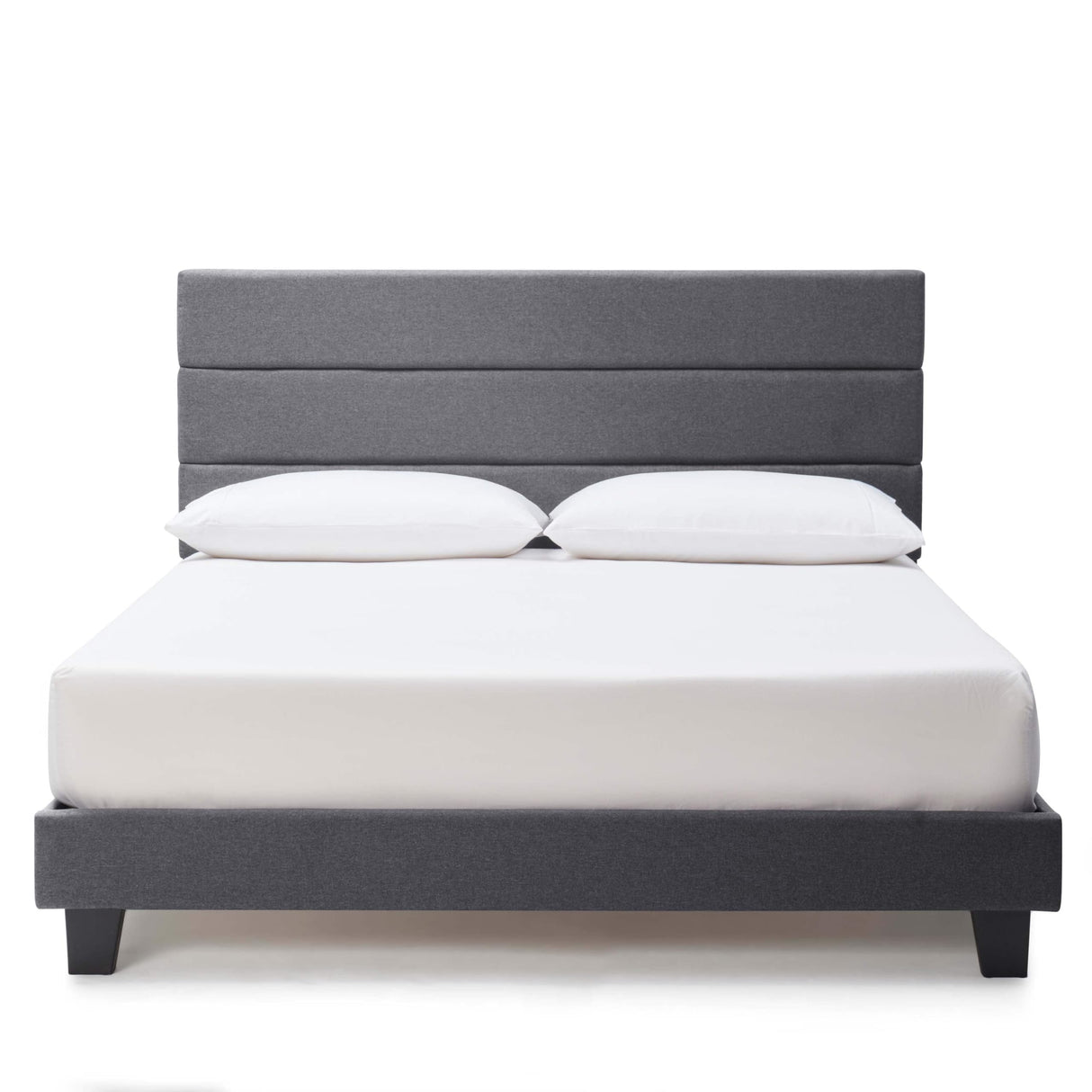 Queen Bed Frame with Headboard – Linen Platform Bed Frame Queen Size, Horizontal