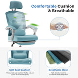 Ergonomic High-Back Mesh Office Chair with Footrest - Blue